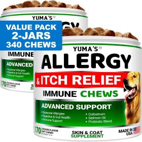 2 Pack Dog Allergy Relief Chews Dog Itching Skin Relief Treatment Pills Anti Itch for Dogs Itchy and Paw Licking Dry Skin & Hot Spots Omega 3 Fis