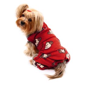 Silly Monkey Front Sleeveless Fleec Pajamas (Color: Pink, size: XL)