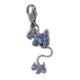 Dog and Puppy Charm with Rhinestones (Color: Blue, size: 1/2" X 2-1/2")